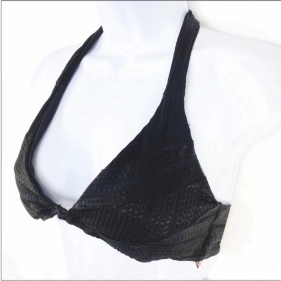 BECCA striped triangle bikini top NEW black - Picture 4 of 7